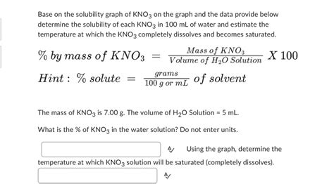 Base on the solubility graph of KNO3 ﻿on the graph | Chegg.com