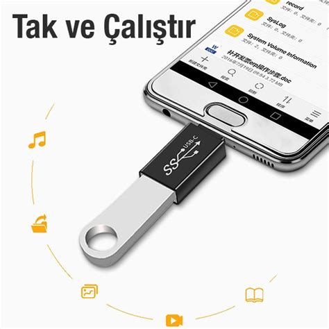 ALLY Dişi USB to Type C OTG Çevirici Dönüştürücü Adaptör AkilliPhone