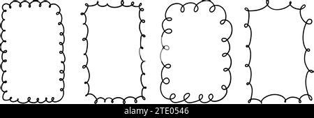 Doodle Oval Scalloped Frame Hand Drawn Scalloped Edge Ellipse Shape