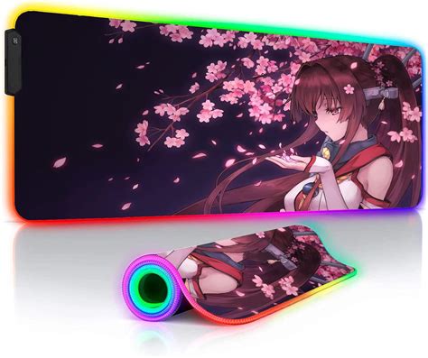 Jp マウスパッド ピンク桜アニメ Rgb 大型ゲーム用マウスパッド Led 光るマウスパッド ロックエッジ キーボード