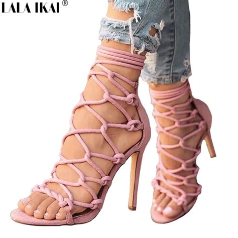 Lala Ikai High Heels Women Sandals Summer Gladiator Heeled Sandals Female Platform Shoes Sexy