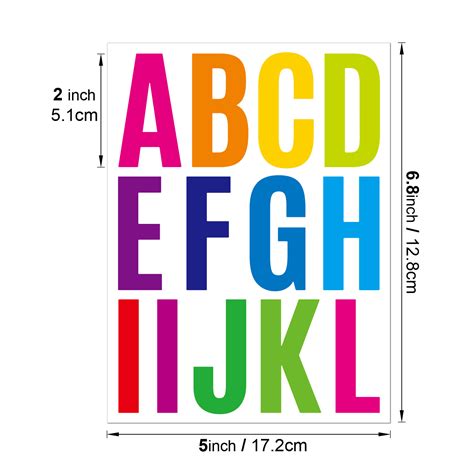 Colorful Waterproof Bold Letter& Number Stickers Vinyl Alphabet ...