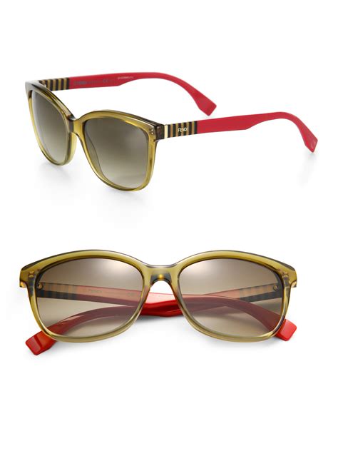 Lyst Fendi Striped Side Wayfarer Sunglasses In Red