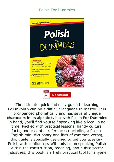 Pdf Polish For Dummies By Holmsdornan Issuu