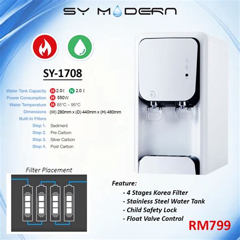 Hot Warm Desktop Water Dispenser 1708 White SY Water Filter Sdn Bhd