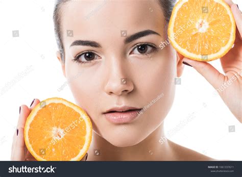 Attractive Naked Girl Clean Skin Holding Stock Photo 1061337611 Shutterstock