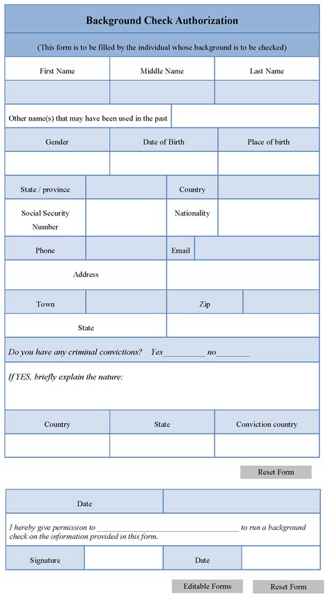 Background Check Authorization Form Editable Pdf Forms