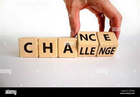 Challenge Or Chance Symbol Businessman Turns Cubes And Changes The