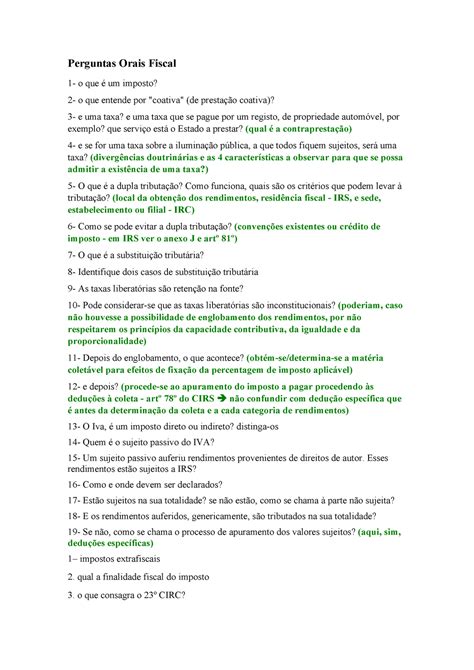 Perguntas Orais Fiscal Perguntas Orais Fiscal 1 o que é um imposto
