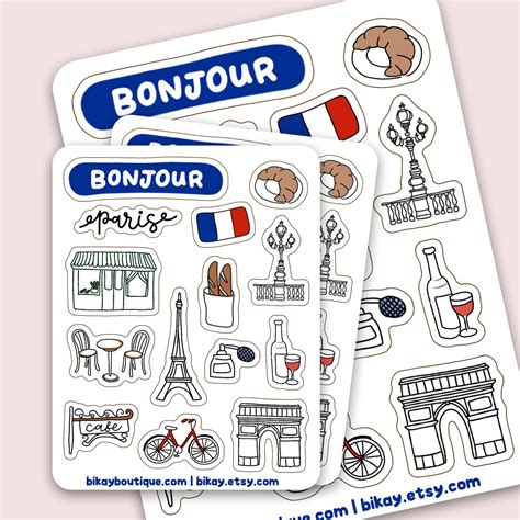 Aesthetic Paris Sticker Sheet Travel Journal Stickers Etsy Ireland