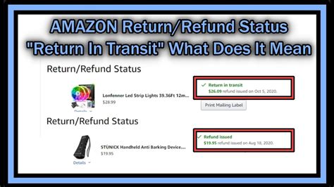 Amazon Return Refund Status Return In Transit What Does It Mean When