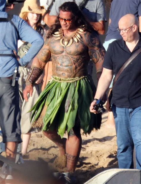 Dwayne Johnson Films Live Action Moana In Hawaii Photos