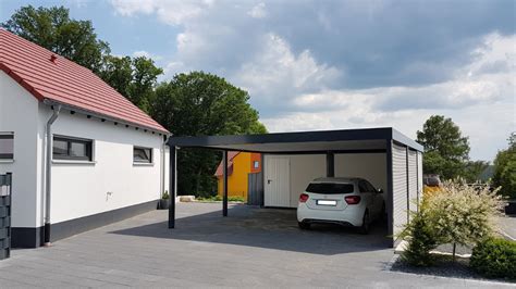 Doppel Carport Aus Stahl Mit Ger Teraum Abstellkammer Hinten