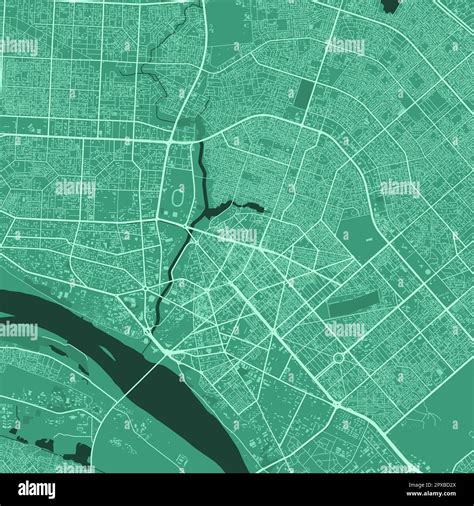 Green Niamey map, Niger, detailed municipality map, skyline panorama ...