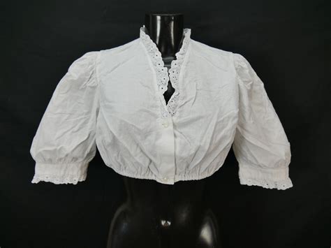 Gr 46 Dirndlbluse weiß Bluse für Dirndl Hammerschmid Baumwolle Spitze