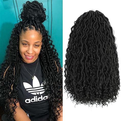 Alimiriam New Goddess Locs Crochet Hair 18inch 6 Packs River Faux Locs Curls Crochet Hair Boho