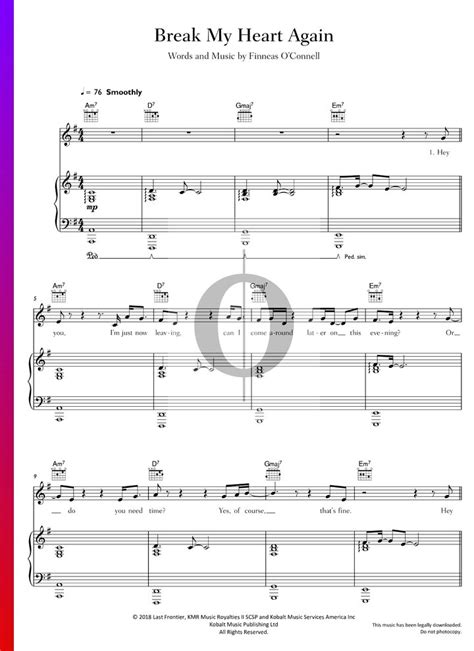 Break My Heart Again FINNEAS Piano Sheet Music OKTAV