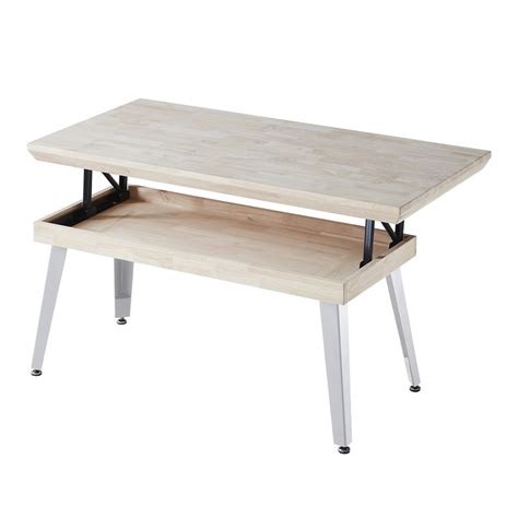 Mesa De Centro Elevable De Madera Y Metal En Roble Nordish Y Blanco