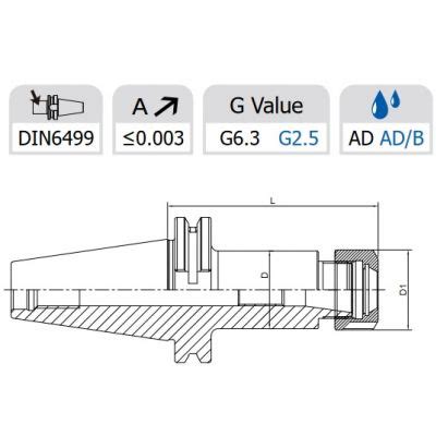 Oprawka Zaciskowa SK40 L100 DIN69871 Do Tulejek ER20 AD B BT