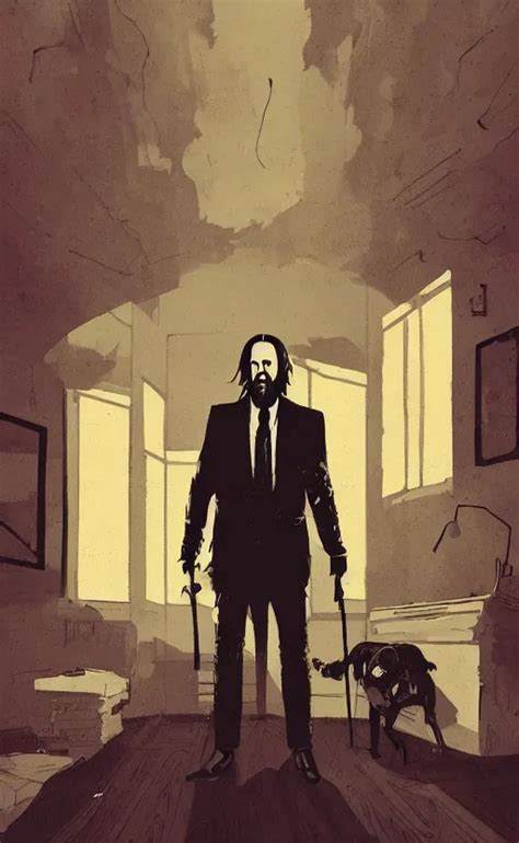 Mcbess Illustration Of Nicolas Cage As John Wick Stable Diffusion