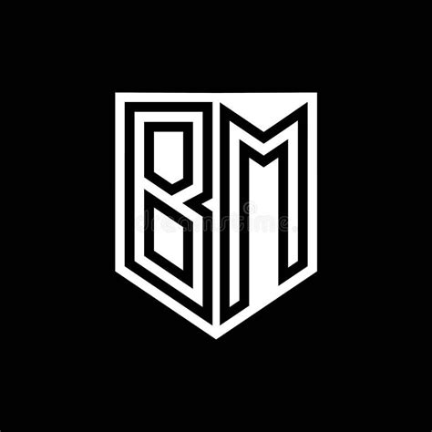 Bm Logo Monogram Shield Geometric Black Line Inside White Shield Color