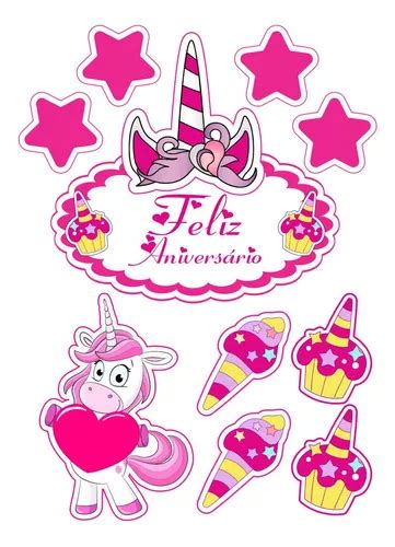 Topo De Bolo Topper De Bolo Unicornio Rosa Mod Descubra A Emo O Do