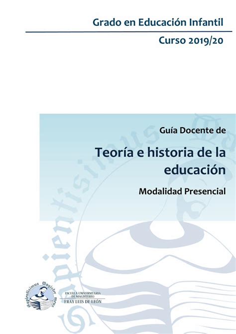 Pdf Teor A E Historia De La Escuela Universitaria De Magisterio