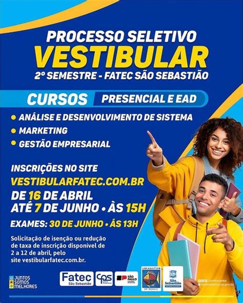 Fatec S O Sebasti O Abre Inscri Es Para Vestibular Do Semestre De