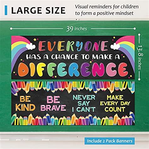 2 Pack Motivational Classroom Decorations Banner Posters for Teachers ...