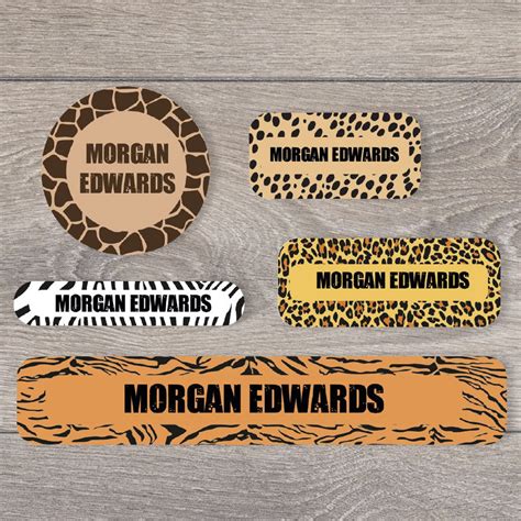 Safari Themed Name Labels Mixed Name Label Pack For Kids Stickerscape