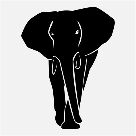 Silhouette Of An Elephant Front View Vector Illustration Isolated On