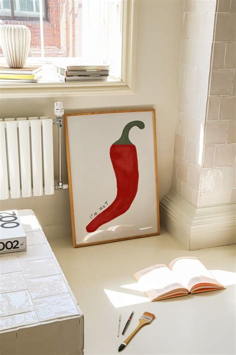 Chilli Print Kitchen I M Hot Wall Art Print Trendy Retro Spice Print Kitchen Chili Pepper Art