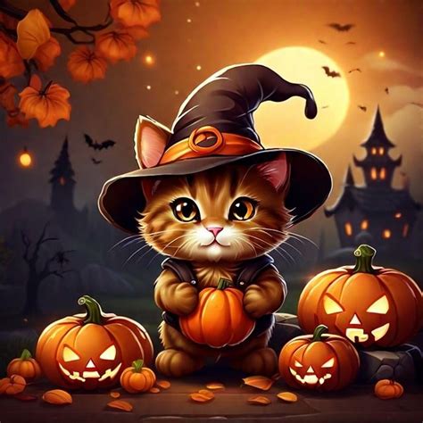 Illustrated Kitten Witch Halloween Art Pictures, Photos, and Images for Facebook, Tumblr ...