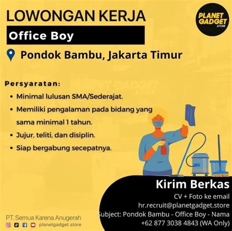 Lowongan Kerja Office Boy Atmago