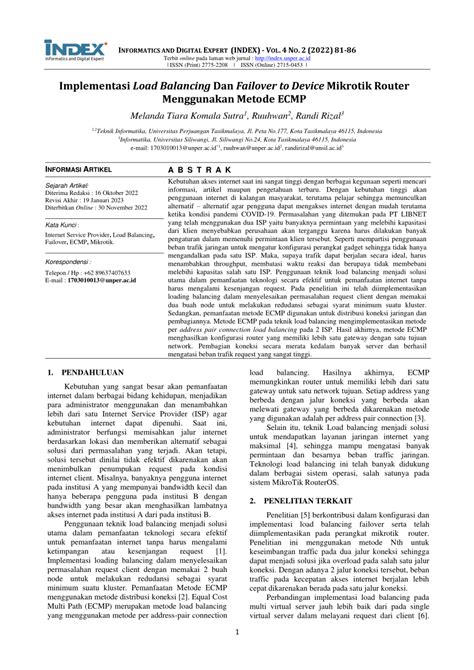 PDF Implementasi Load Balancing Dan Failover To Device Mikrotik