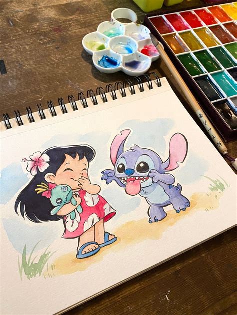 Lilo and Stitch Watercolor Print - Etsy | Lilo and stitch drawings, Cute easy drawings, Cute ...