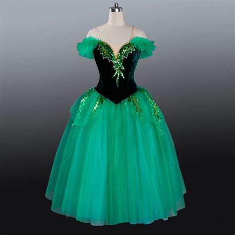 Adult Green Fairy Professional Ballet Tutus Velvet Romantic Long Dress