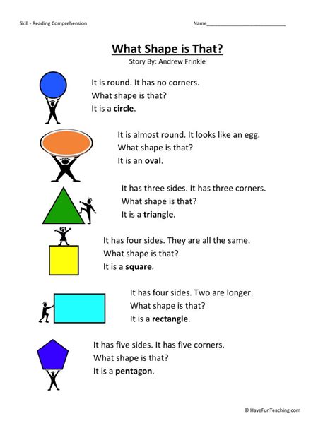 Reading Comprehension Worksheet What Shape Is That