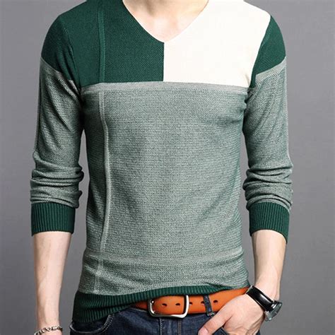 Buy Helisopus Mens Sweaters V Neck Patchwork Cashmere Knitwear Knit Casual