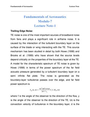 Fundamentals Of Aeronautics Module 3 Lecture Note 10 Fundamentals Of