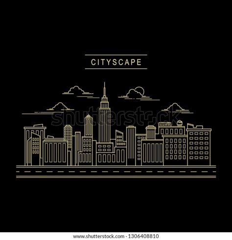 Cityscape Line Art Style Design Illustration Stock Vector (Royalty Free ...