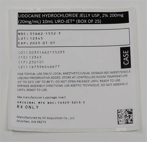 Lidocaine Hydrochloride Jelly Usp 2 200mg 20mg Ml 10ml Uro Jet®