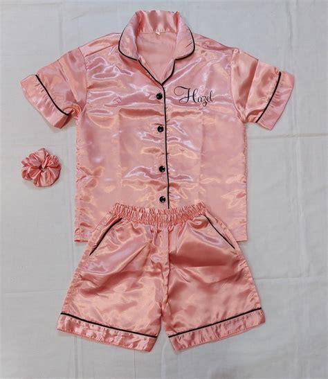 Coral Color Pj S Personalized Satin Pyjamas Bridesmaid Pyjama Set Plus