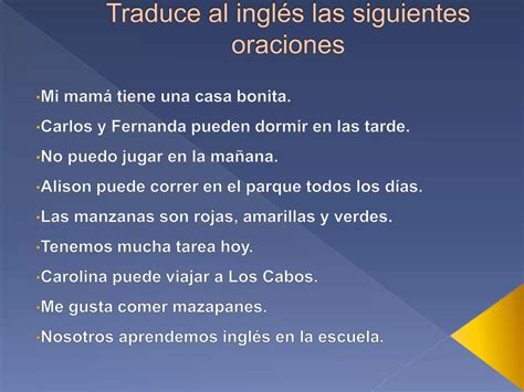 Traduce al inglés las siguientes oraciones PPT Descarga Gratuita