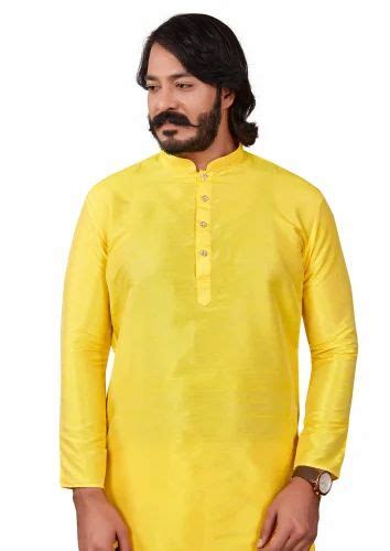 Men Plain Jacquard Yellow Kurta Pajama At Rs Piece Stylish Kurta