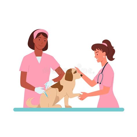 Paciente Citas Perro En Clínica Veterinaria Vector Ilustración Dibujos