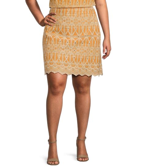 Skies Are Blue Plus Size Embroidered Woven Coordinating Skirt Dillard S