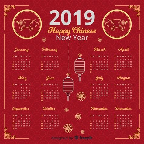 Free Vector | Beautiful chinese new year calendar