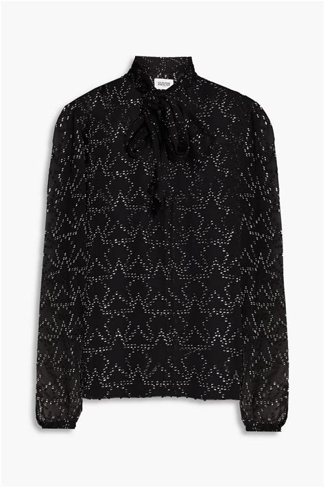CLAUDIE PIERLOT Pussy bow metallic fil coupé blouse THE OUTNET
