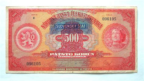 500 korun 1929 serie E pretisk SLOVENSKY ŠTAT perforovana Aukro